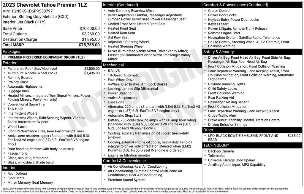 used 2023 Chevrolet Tahoe car, priced at $59,156