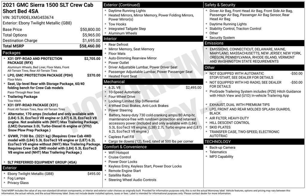 used 2021 GMC Sierra 1500 car, priced at $39,252