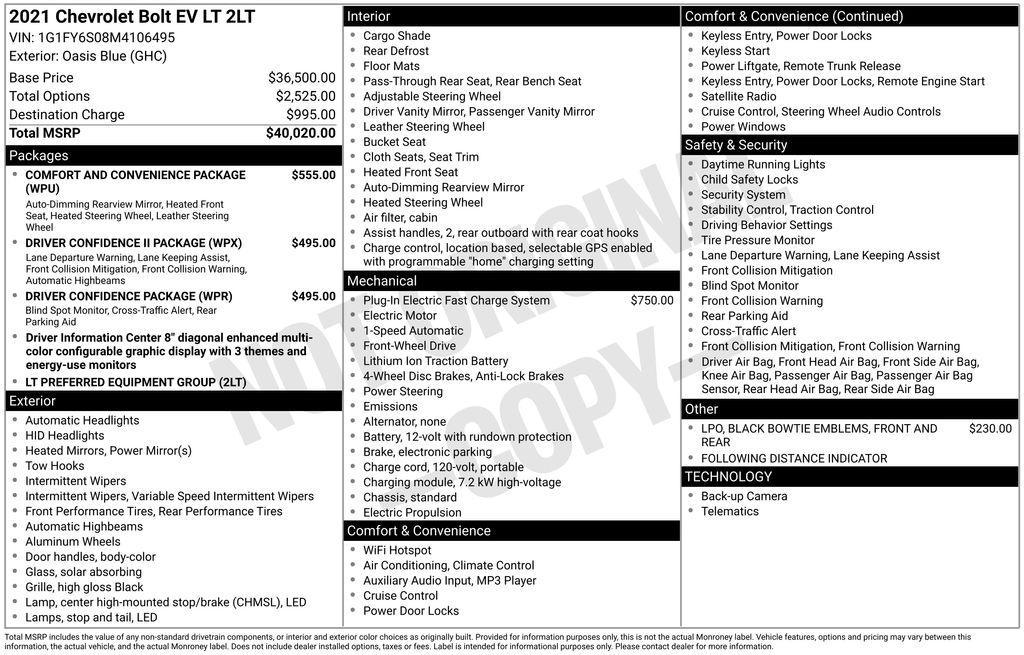 used 2021 Chevrolet Bolt EV car, priced at $14,829