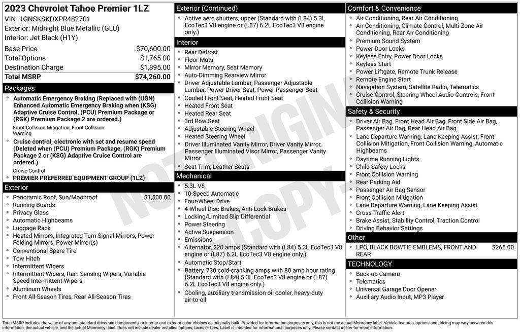 used 2023 Chevrolet Tahoe car, priced at $56,930