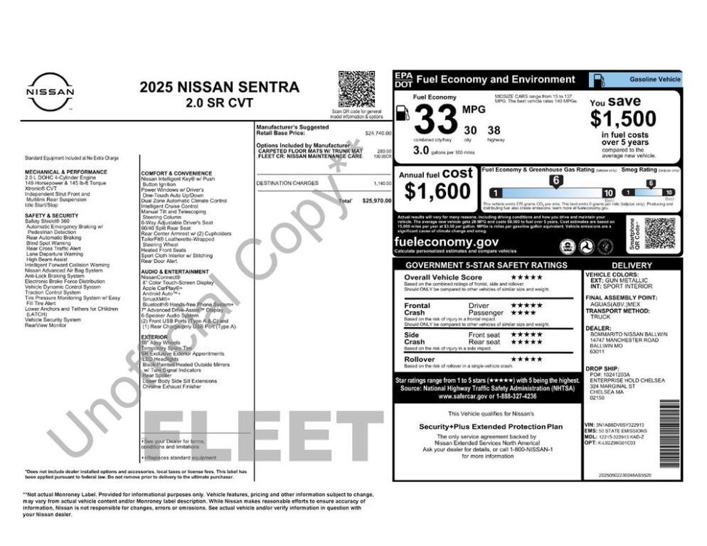 used 2025 Nissan Sentra car, priced at $22,813