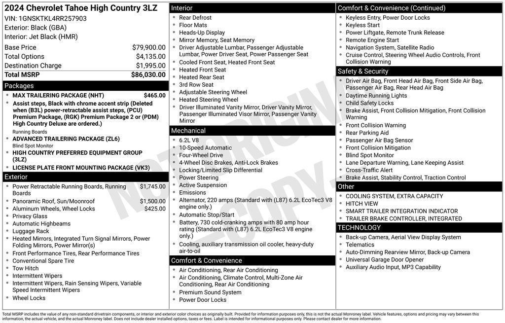 used 2024 Chevrolet Tahoe car, priced at $68,488