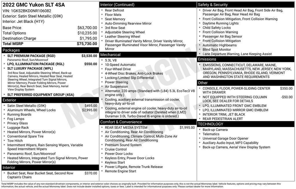 used 2022 GMC Yukon car, priced at $37,687