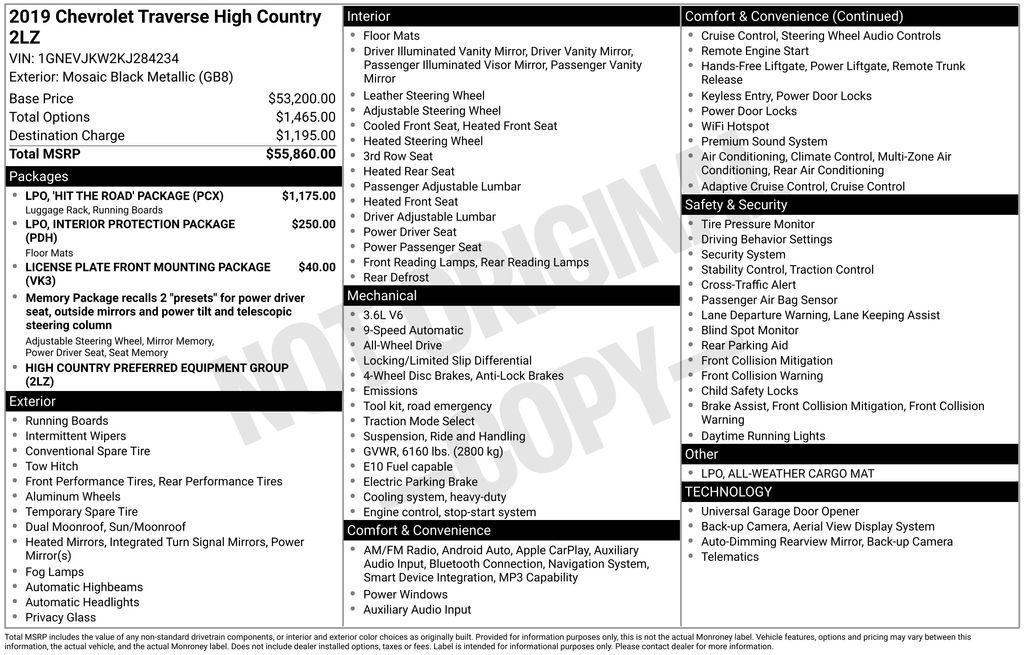 used 2019 Chevrolet Traverse car, priced at $22,088