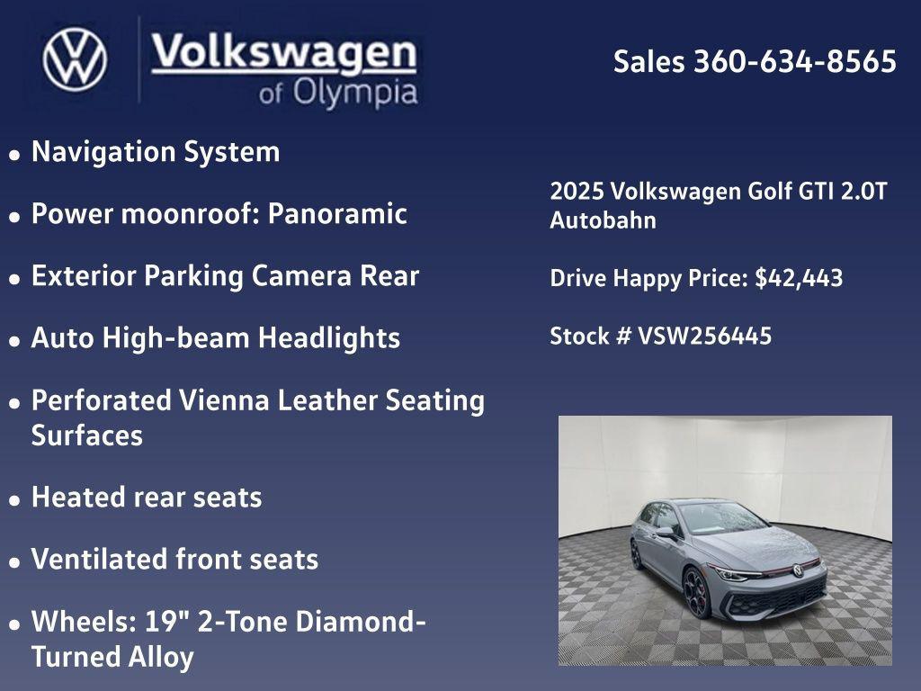 new 2025 Volkswagen Golf GTI car, priced at $42,443