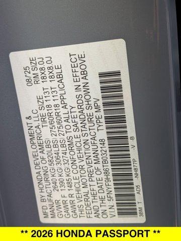 new 2026 Honda Passport car, priced at $54,910