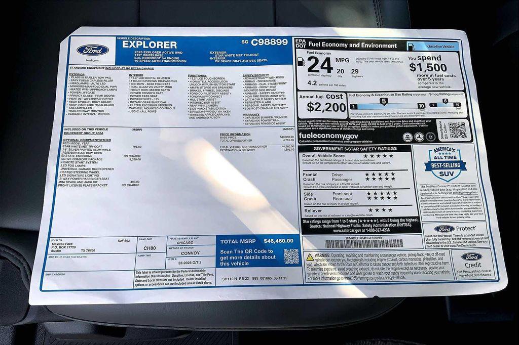 new 2025 Ford Explorer car, priced at $44,460