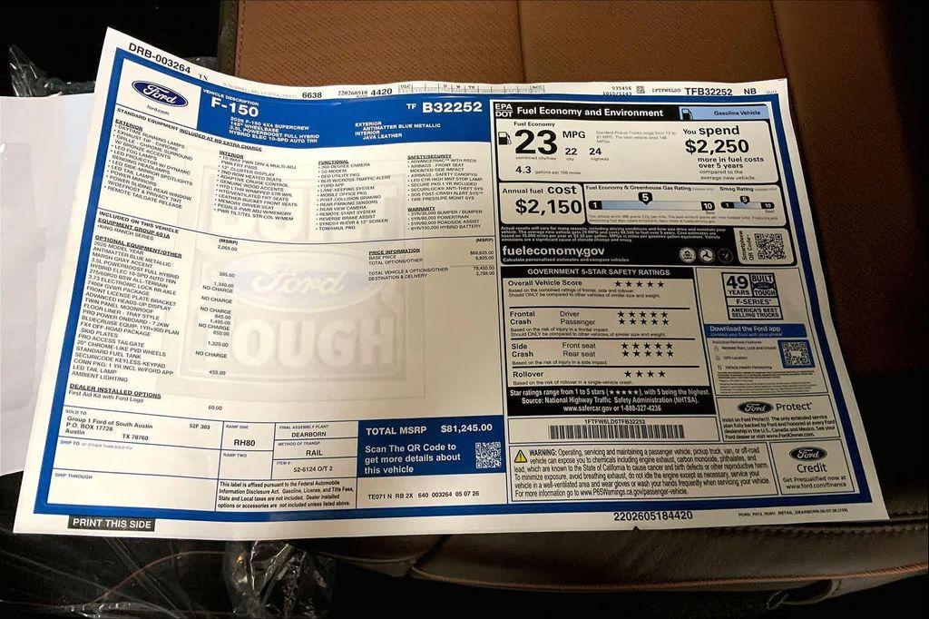 new 2026 Ford F-150 car, priced at $80,470