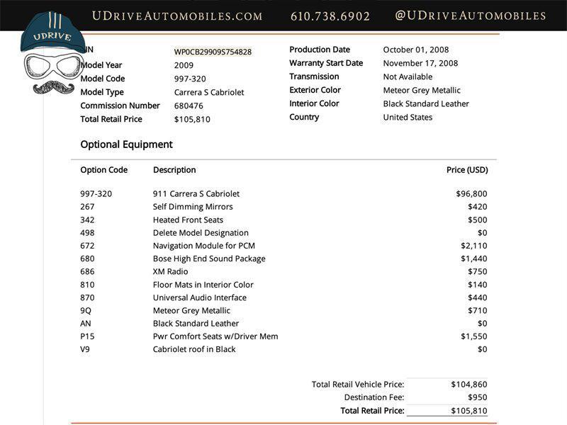 used 2009 Porsche 911 car, priced at $84,900