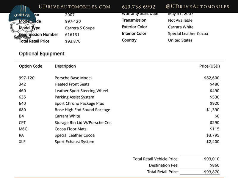 used 2007 Porsche 911 car, priced at $99,900