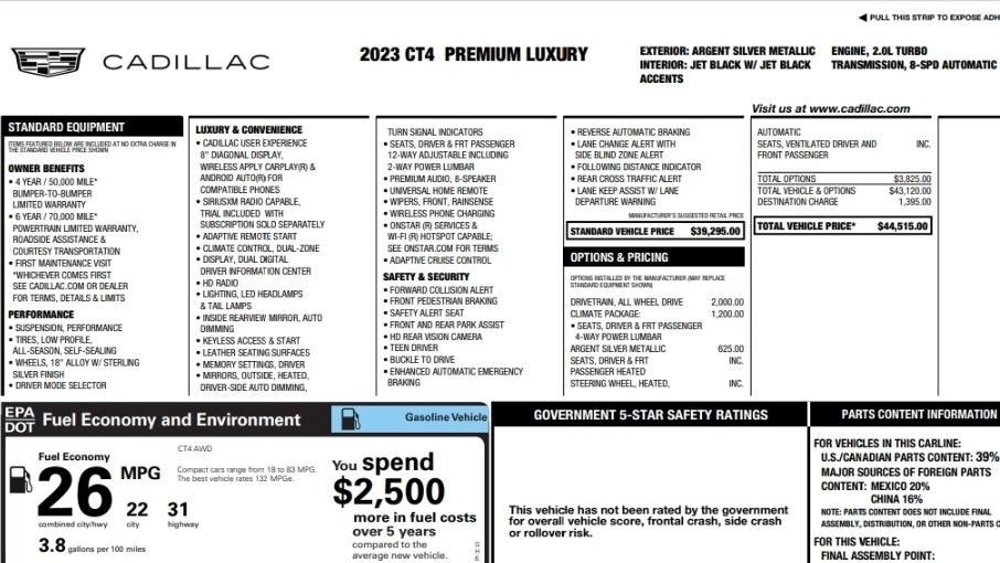 used 2023 Cadillac CT4 car, priced at $28,000