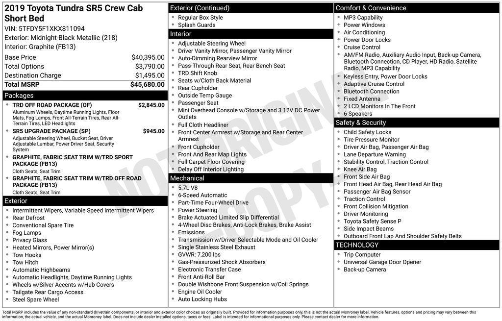 used 2019 Toyota Tundra car, priced at $34,163