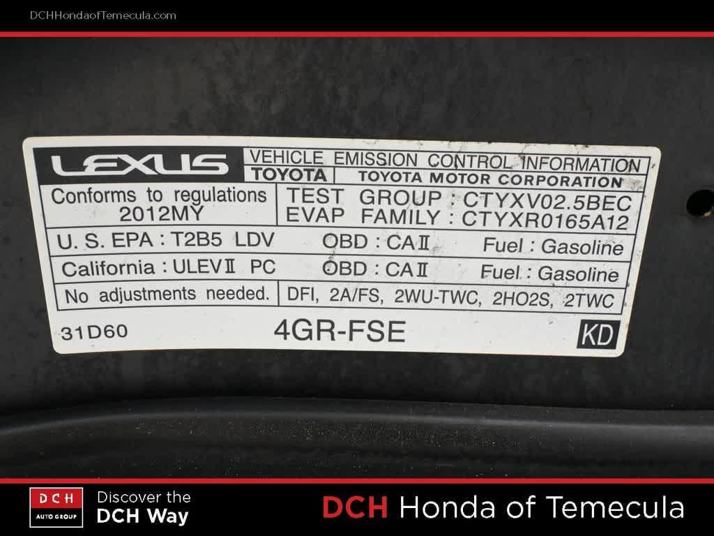 used 2012 Lexus IS 250 car, priced at $15,075