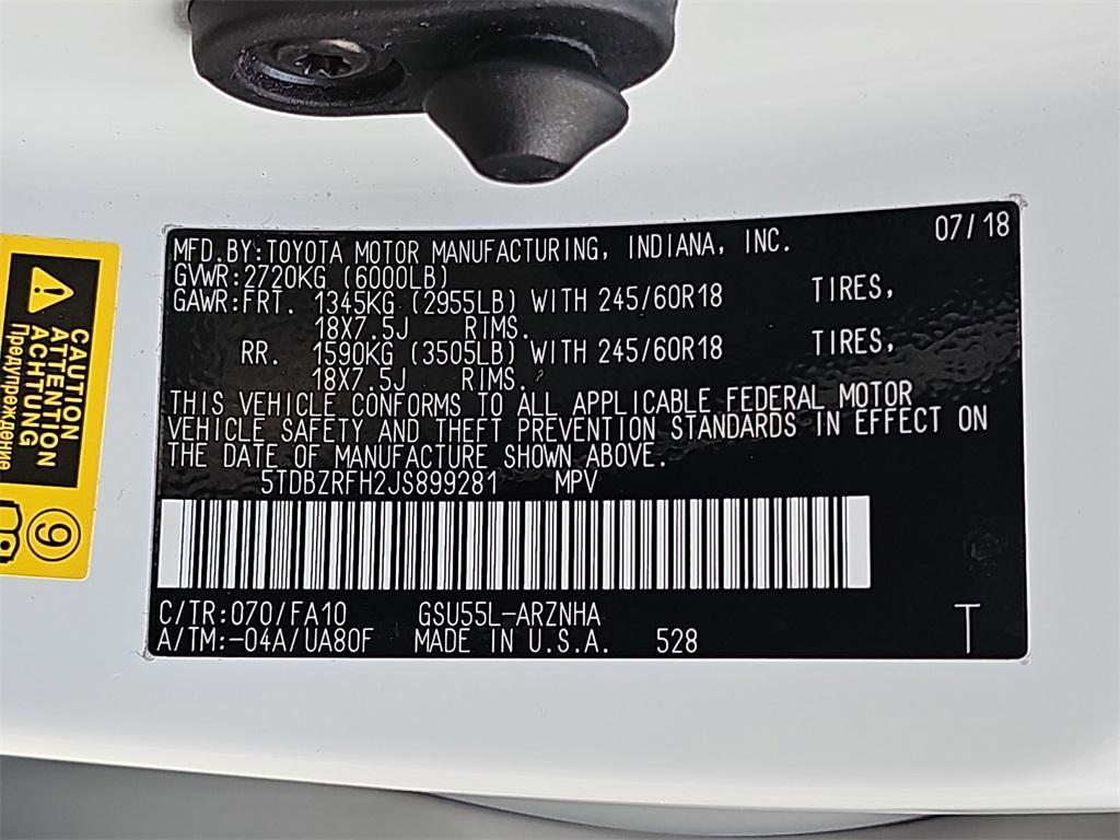 2018 Blizzard Pearl Toyota Highlander
