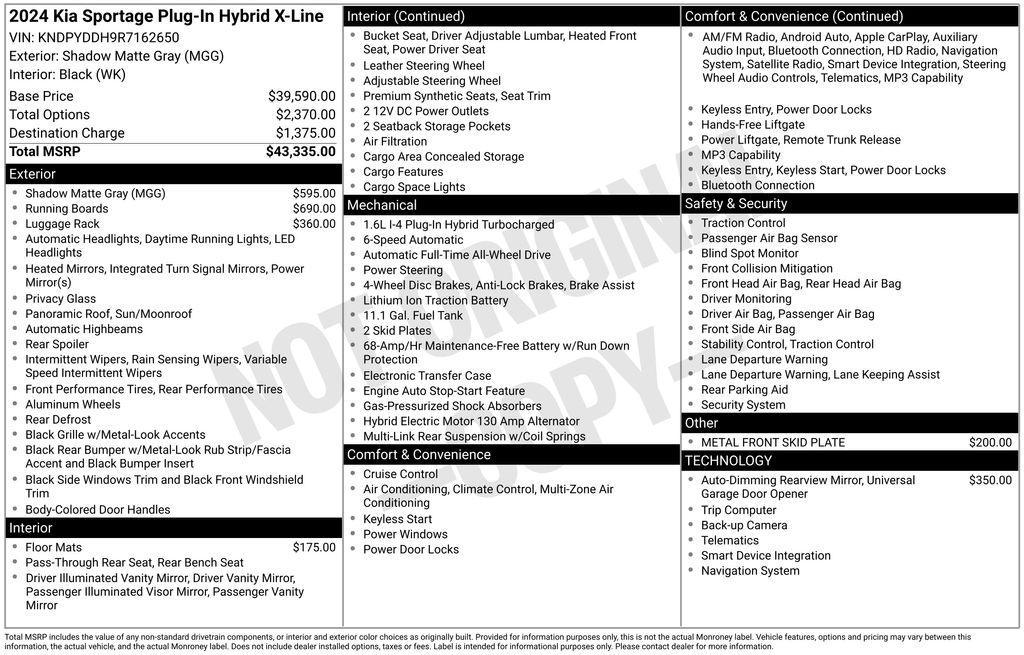 new 2024 Kia Sportage car, priced at $41,835