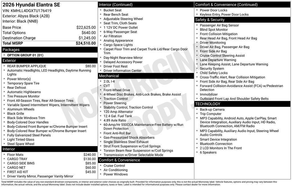 used 2026 Hyundai Elantra car, priced at $23,925