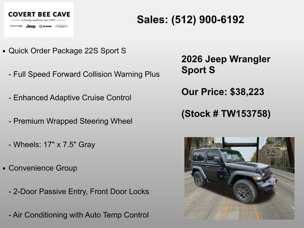new 2026 Jeep Wrangler car, priced at $38,223