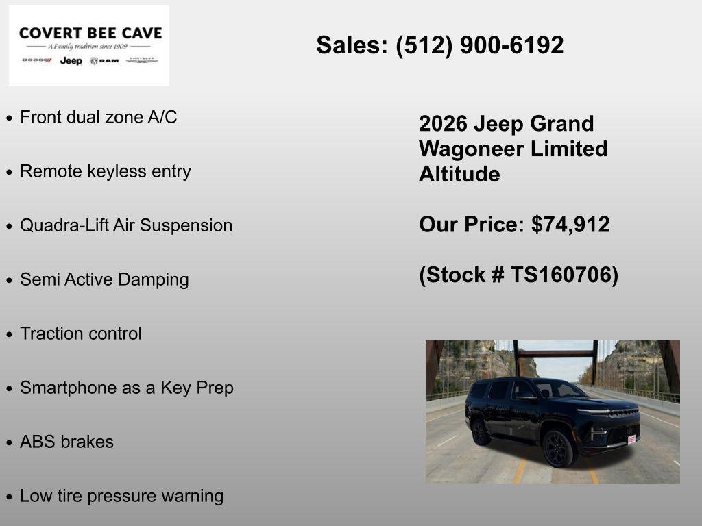 new 2026 Jeep Grand Wagoneer car, priced at $74,912