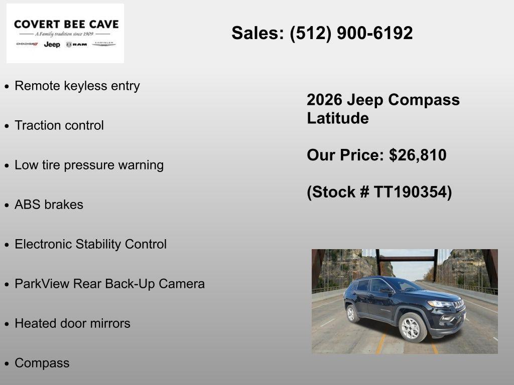 new 2026 Jeep Compass car, priced at $26,810