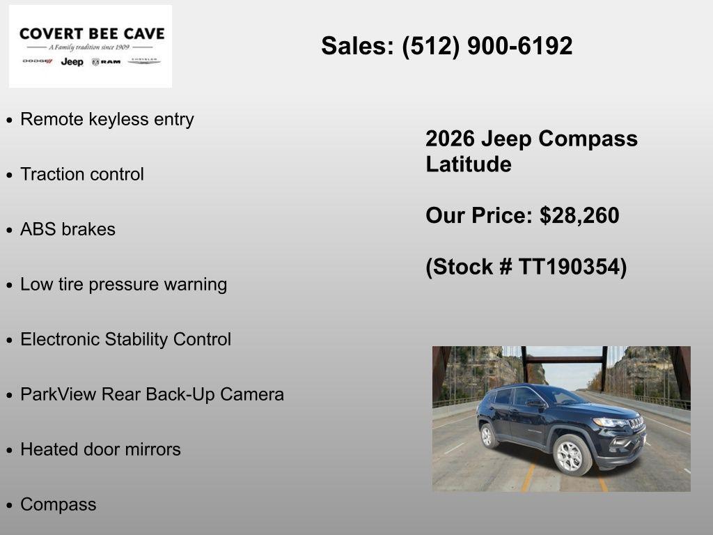 new 2026 Jeep Compass car, priced at $28,260