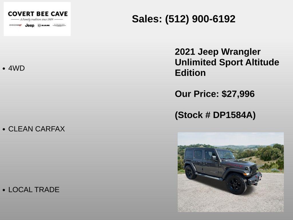 used 2021 Jeep Wrangler Unlimited car, priced at $27,996