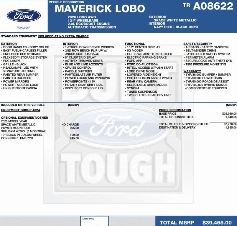 new 2026 Ford Maverick car, priced at $37,477