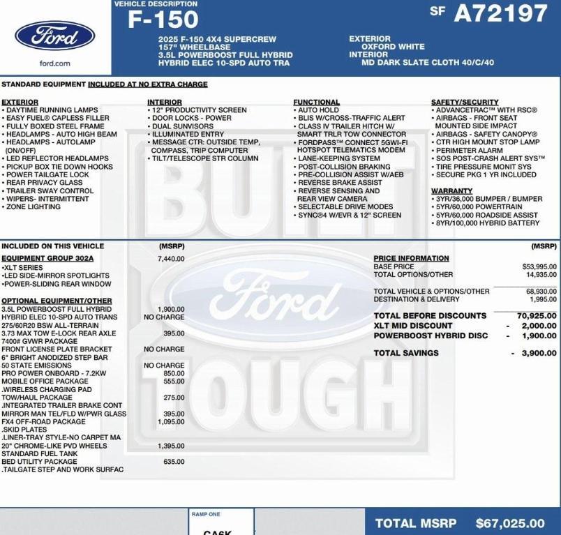 new 2025 Ford F-150 car, priced at $56,822