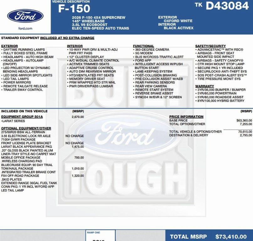 new 2026 Ford F-150 car, priced at $61,881