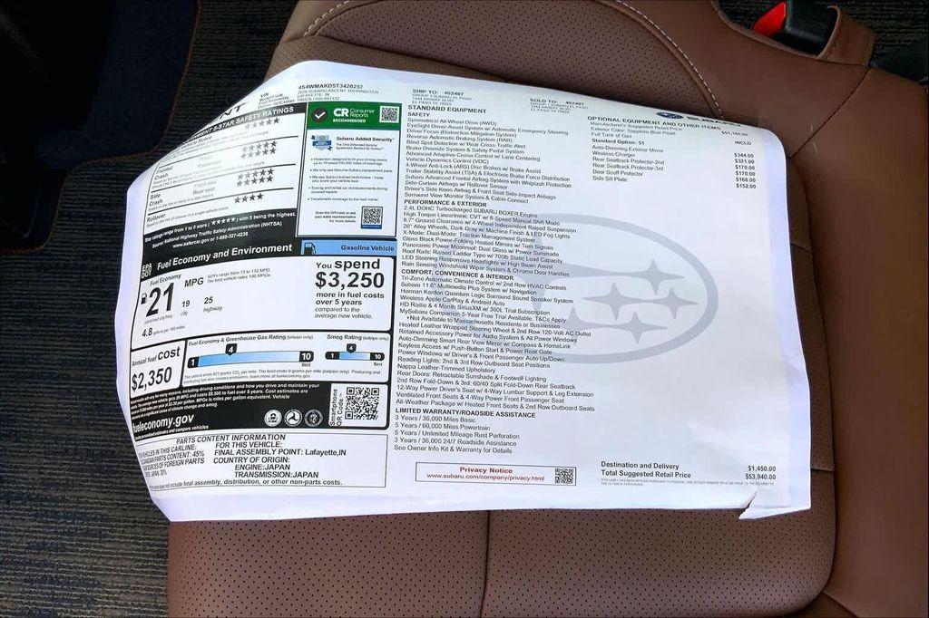 new 2026 Subaru Ascent car, priced at $54,165