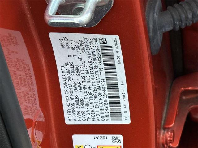 used 2022 Honda Civic Si car, priced at $26,899