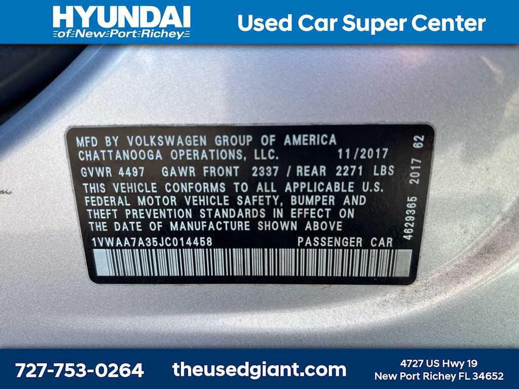 used 2018 Volkswagen Passat car, priced at $10,000