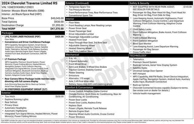 used 2024 Chevrolet Traverse car, priced at $33,976