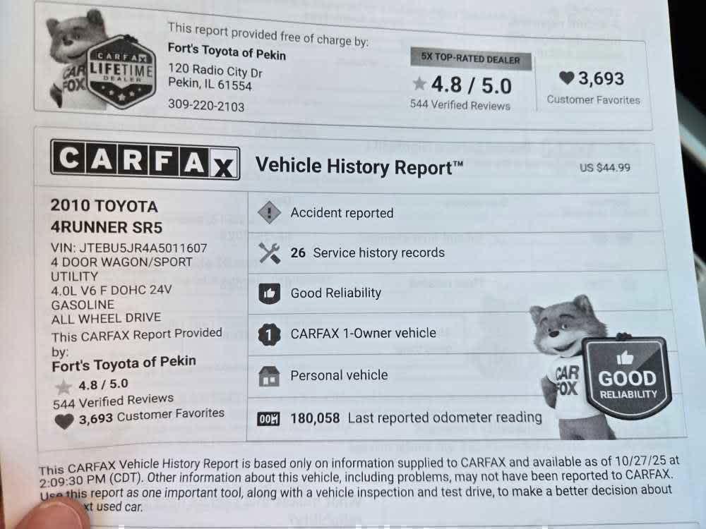 used 2010 Toyota 4Runner car, priced at $14,500