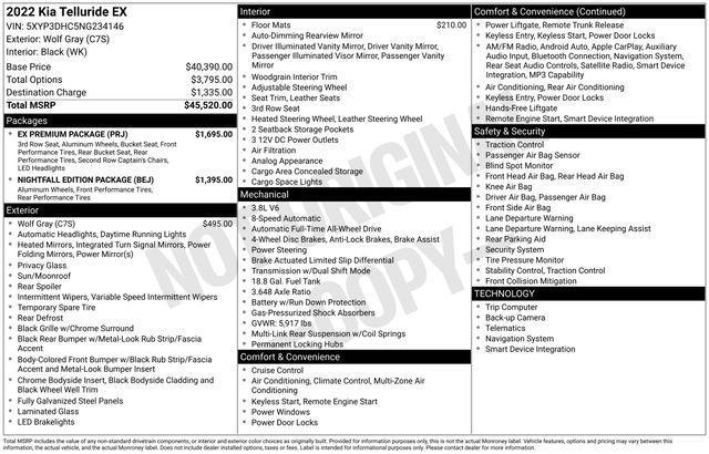 used 2022 Kia Telluride car, priced at $22,865