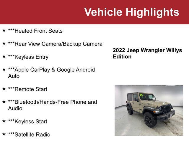 used 2022 Jeep Wrangler car, priced at $25,500