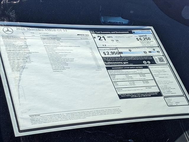 new 2026 Mercedes-Benz AMG GT 53 car, priced at $144,075