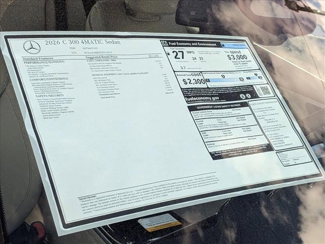 new 2026 Mercedes-Benz C-Class car, priced at $58,235