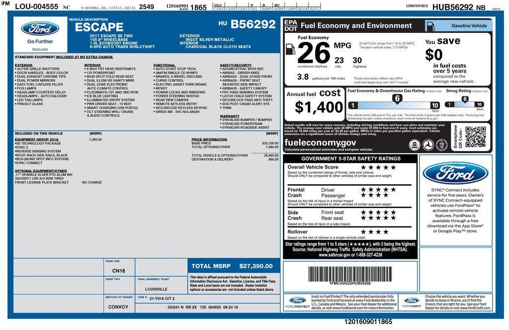 used 2017 Ford Escape car, priced at $10,680