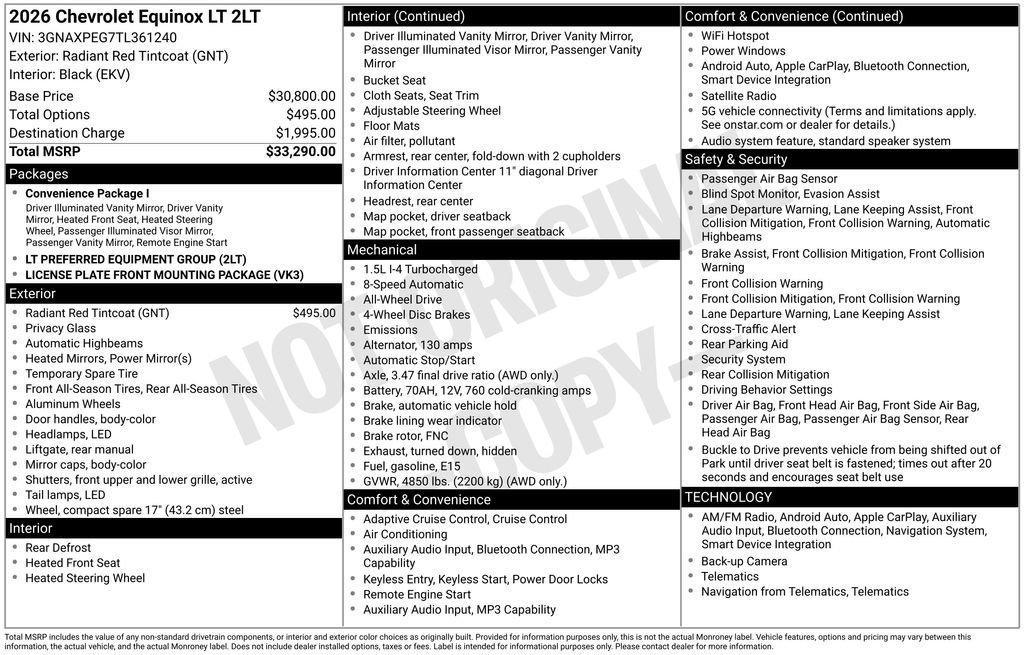 new 2026 Chevrolet Equinox car, priced at $31,390