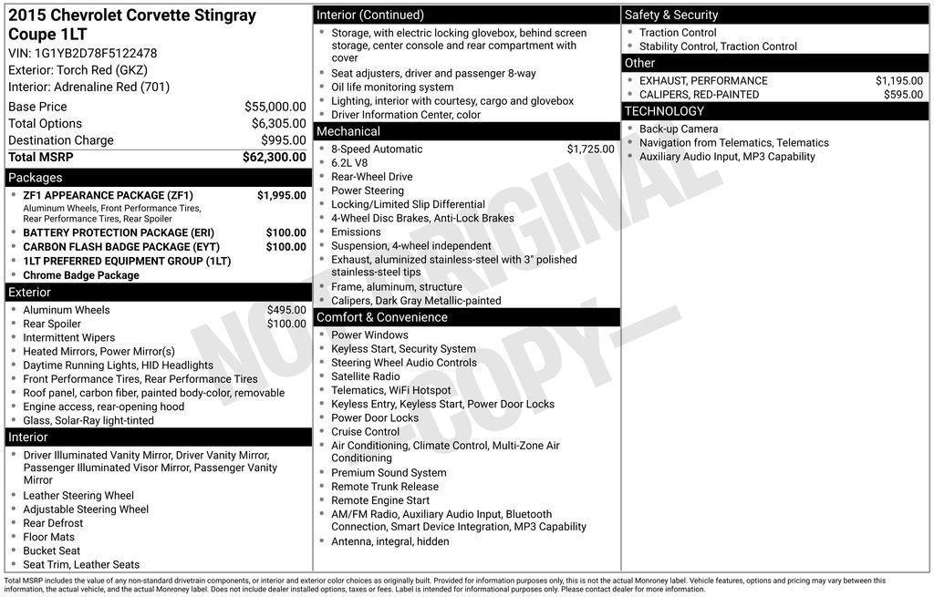 used 2015 Chevrolet Corvette car, priced at $34,900