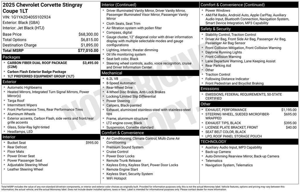 used 2025 Chevrolet Corvette car, priced at $65,939