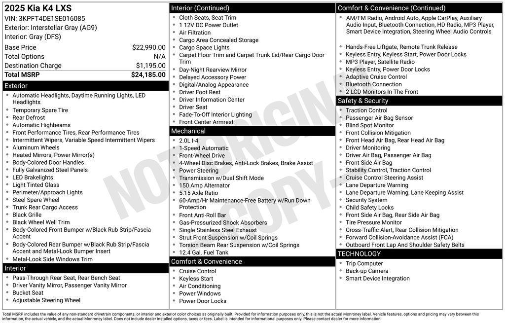 used 2025 Kia K4 car, priced at $21,959