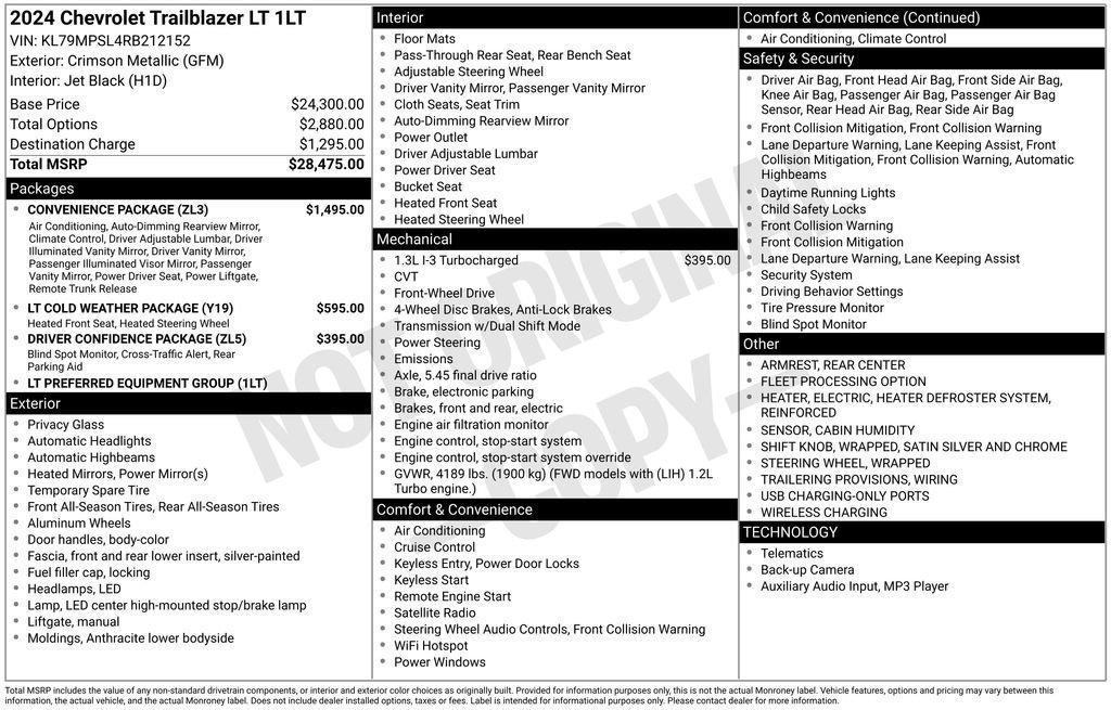used 2024 Chevrolet TrailBlazer car, priced at $21,390