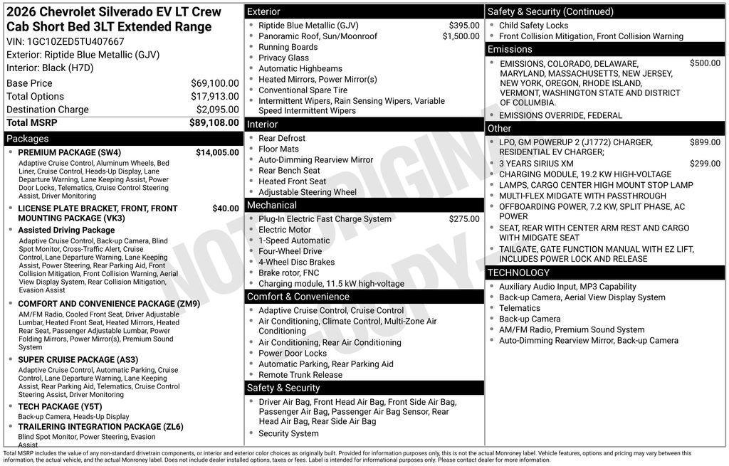new 2026 Chevrolet Silverado EV car, priced at $80,563
