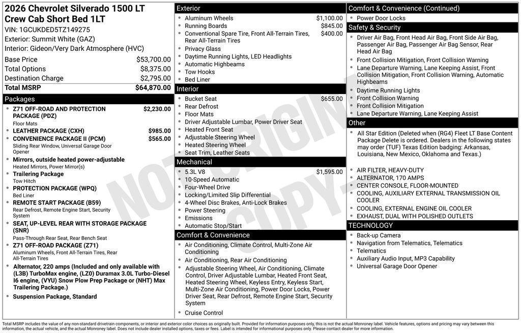 new 2026 Chevrolet Silverado 1500 car, priced at $55,820