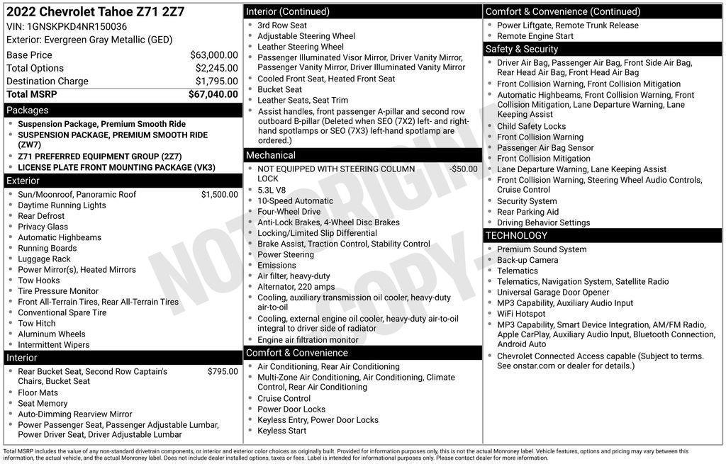 used 2022 Chevrolet Tahoe car, priced at $43,962