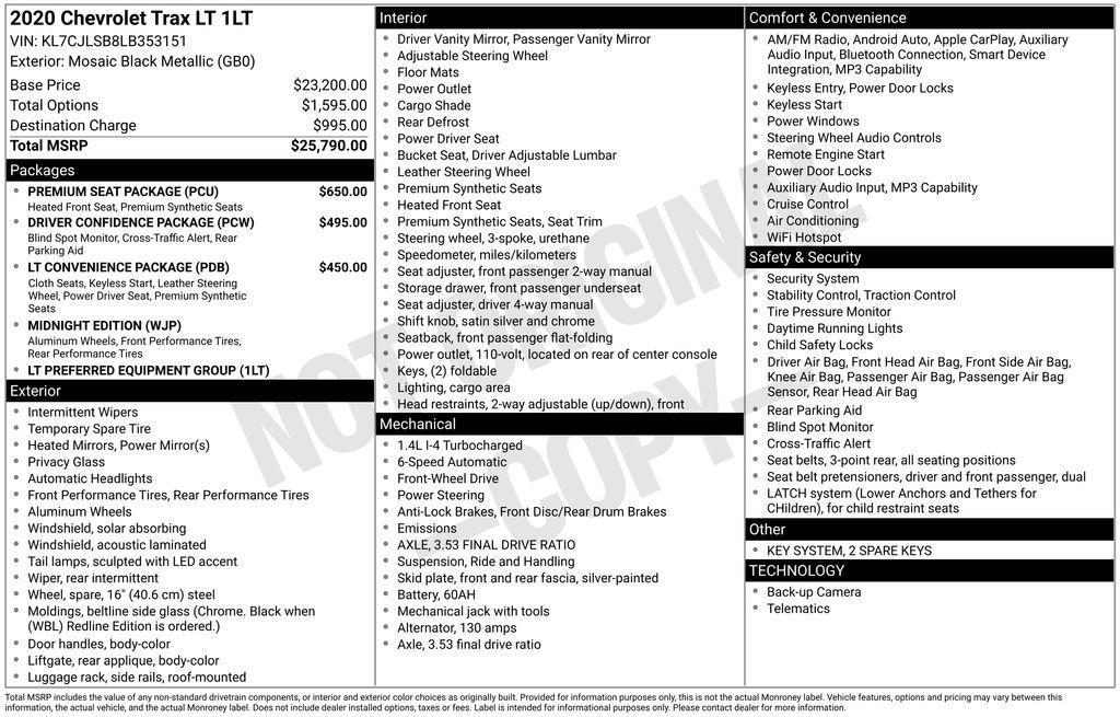 used 2020 Chevrolet Trax car, priced at $13,902