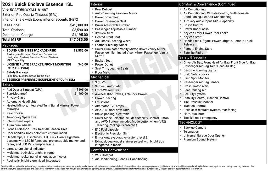 used 2021 Buick Enclave car, priced at $26,583