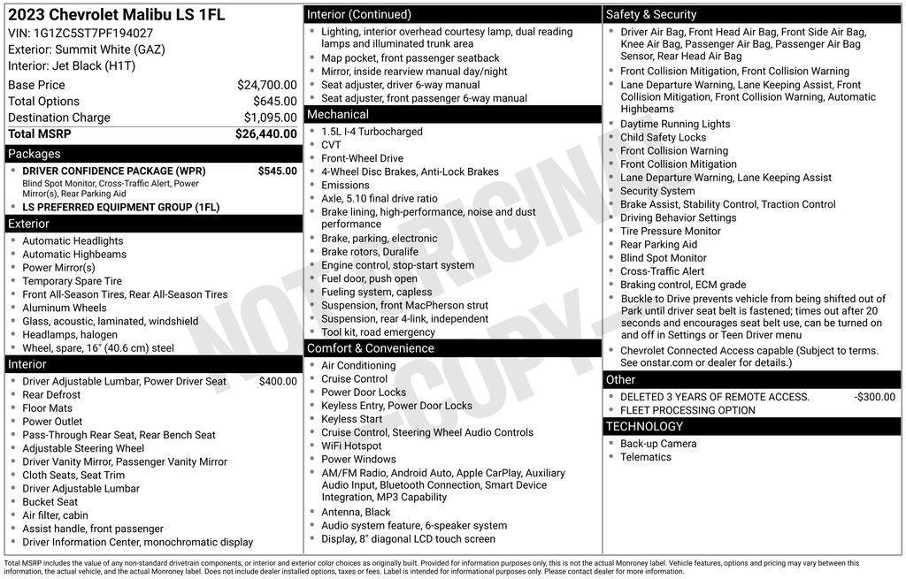 used 2023 Chevrolet Malibu car, priced at $19,995