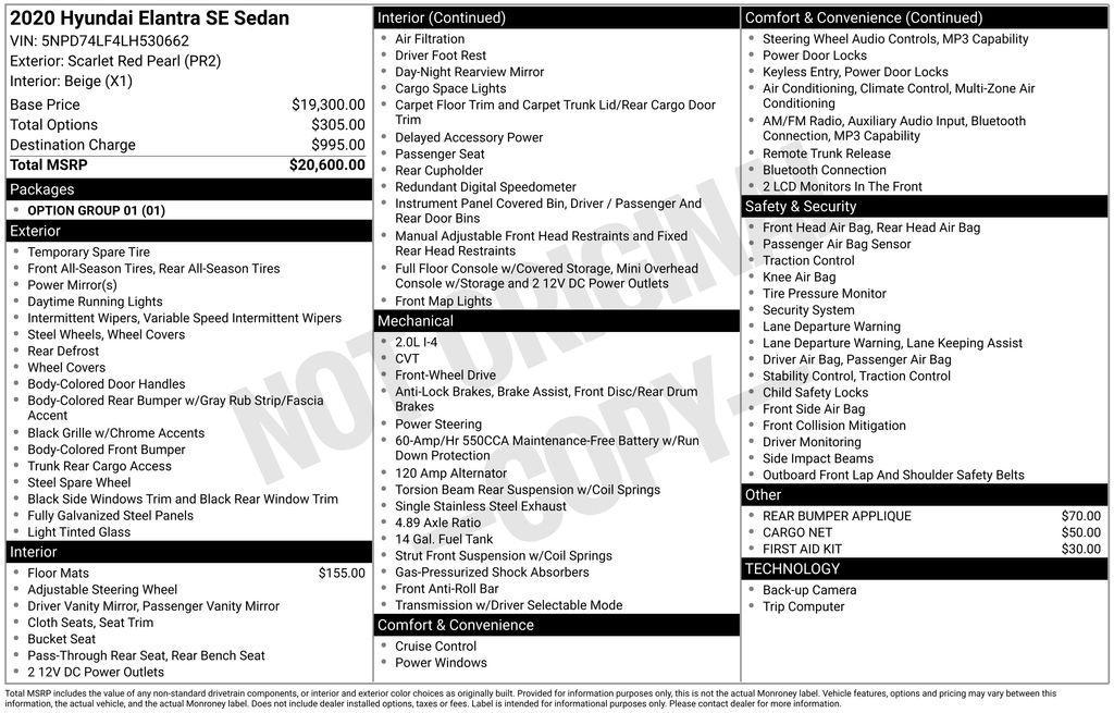 used 2020 Hyundai Elantra car, priced at $14,995